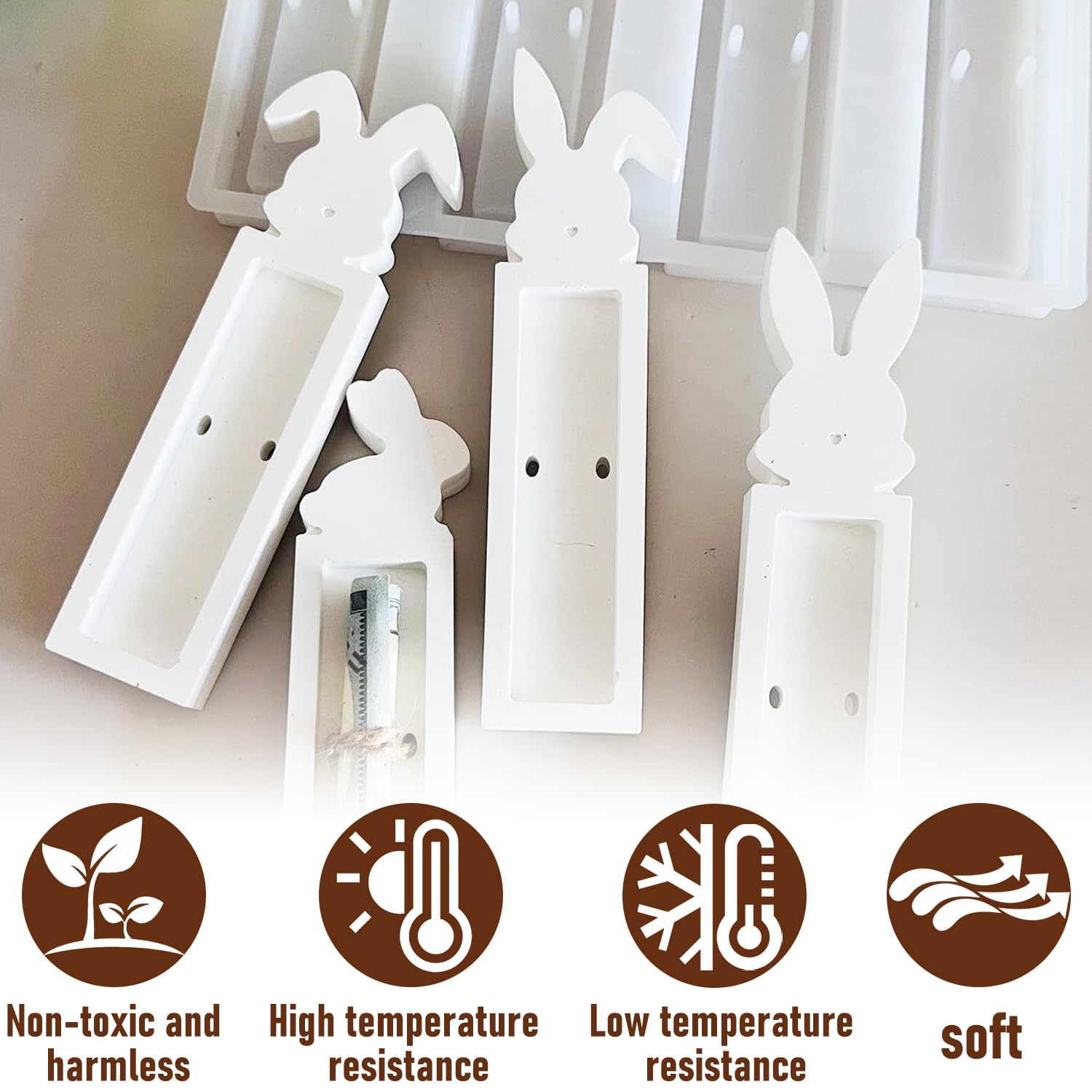 Osterhase Silikonform Für Geldgeschenke – 4 Motive, Perfekt Für DIY-Gips, Seife & Süßigkeiten Zu Ostern