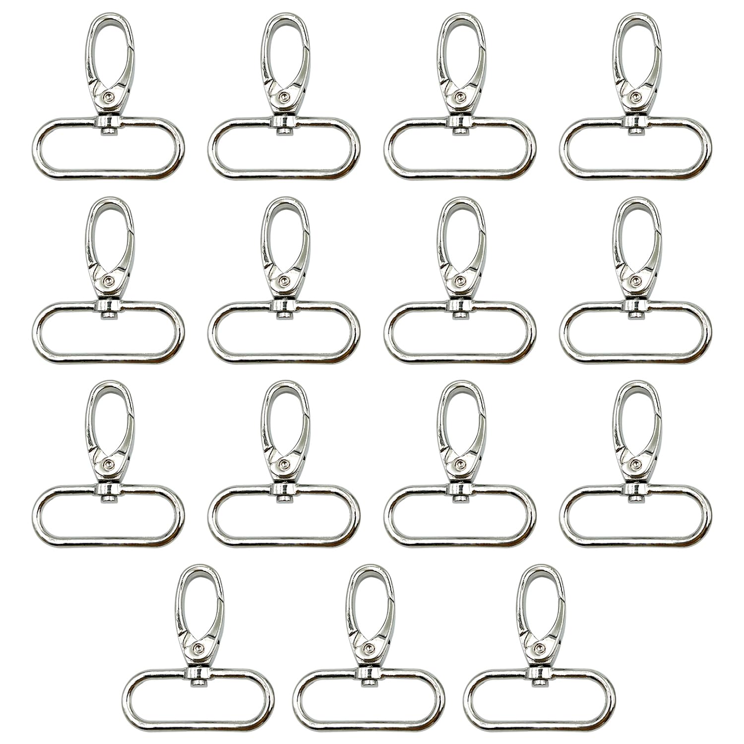 metulip 15Pcs 1.5 Inch Metal Lobster Clasps Claw Push Gate Silver Swivel Snap Hooks for Keychain Purse Handbag Making Straps Leather DIY Craft Project