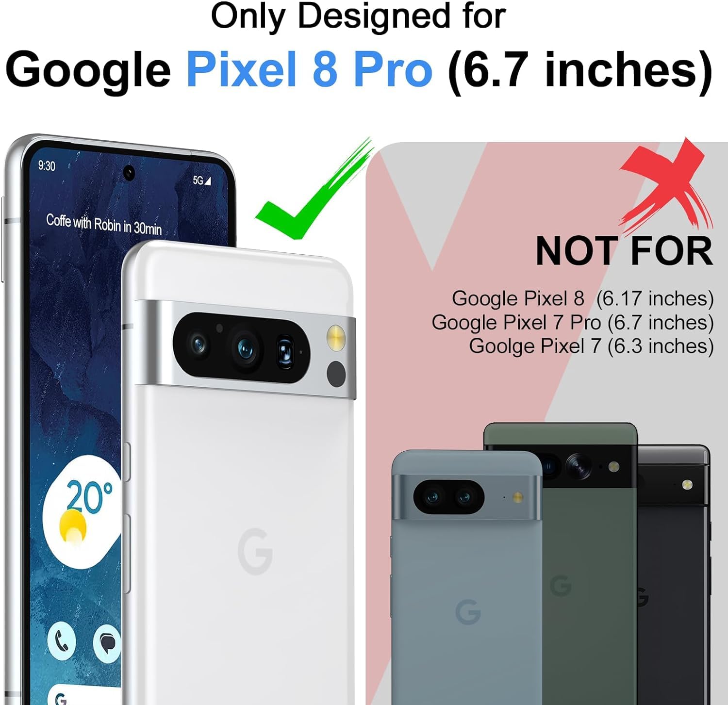 Unichthy For Google Pixel 8 Pro Zipper Case 6 Card Slots with Strap Shockproof Leather Flip Wallet Handbag Zip Pocket Phone Cover Stand Folio Magnetic Purse for Google Pixel 8 Pro Blue - Image 2