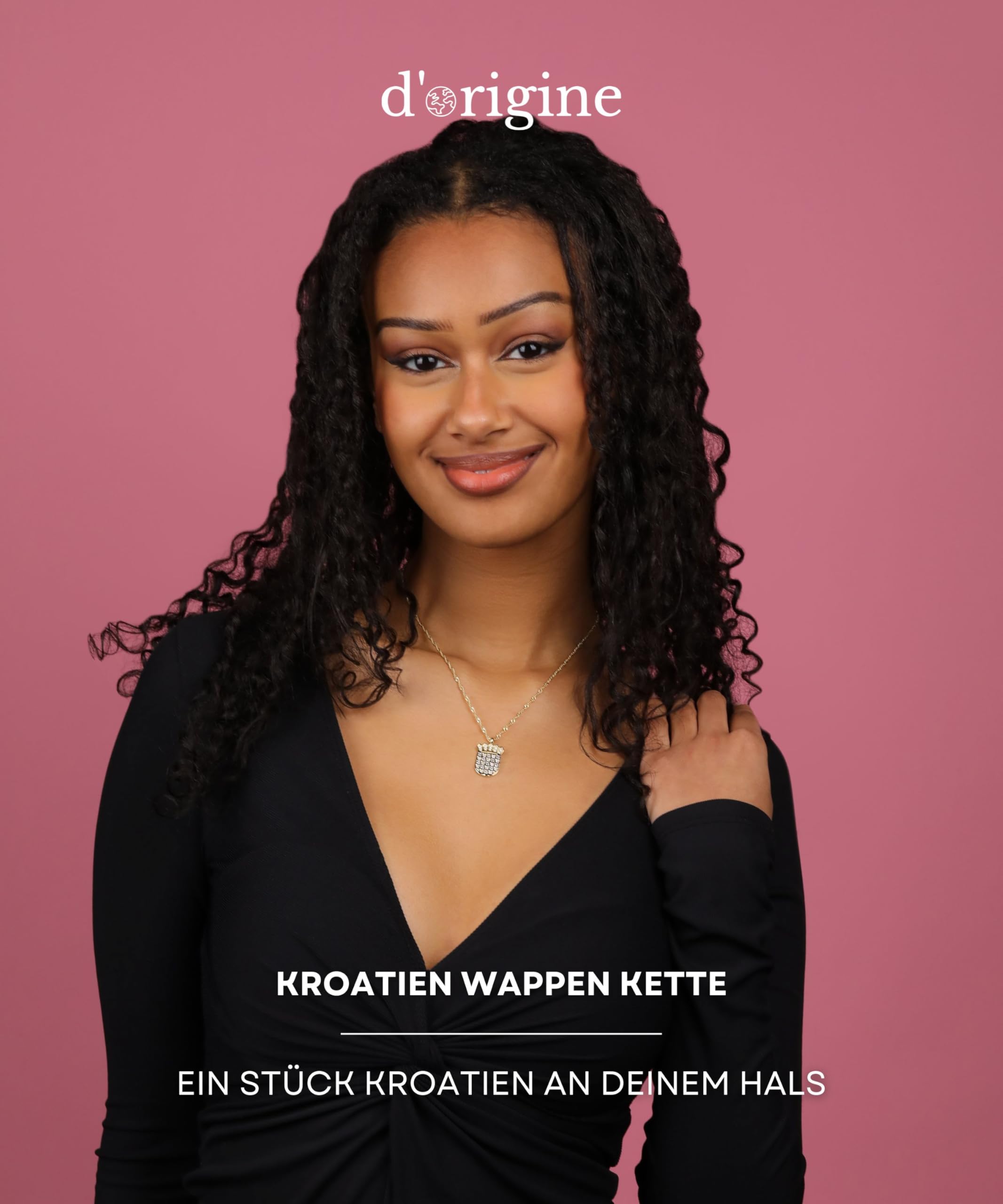 d'origine Kroatien Wappenkette, Kroatien Flaggenkette, Kroatische Kette, Kroatien Schmuck, Kroatischer Wappenschmuck für Damen Gold