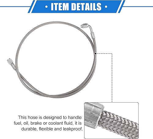 Vista 159 de AN3 - Línea de alimentación de aceite turbo de acero trenzado de 90 grados a extremo de manguera recto, turbocompresor remoto de 24 pulgadas, línea