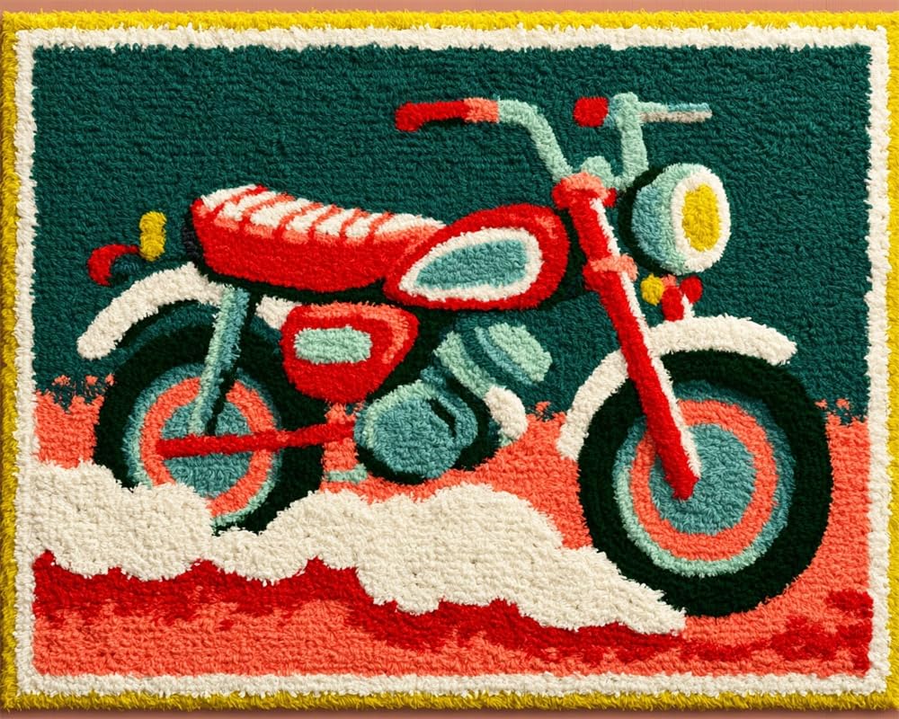 FWRTYCB Latch Hook KitsRetro Motorcycle