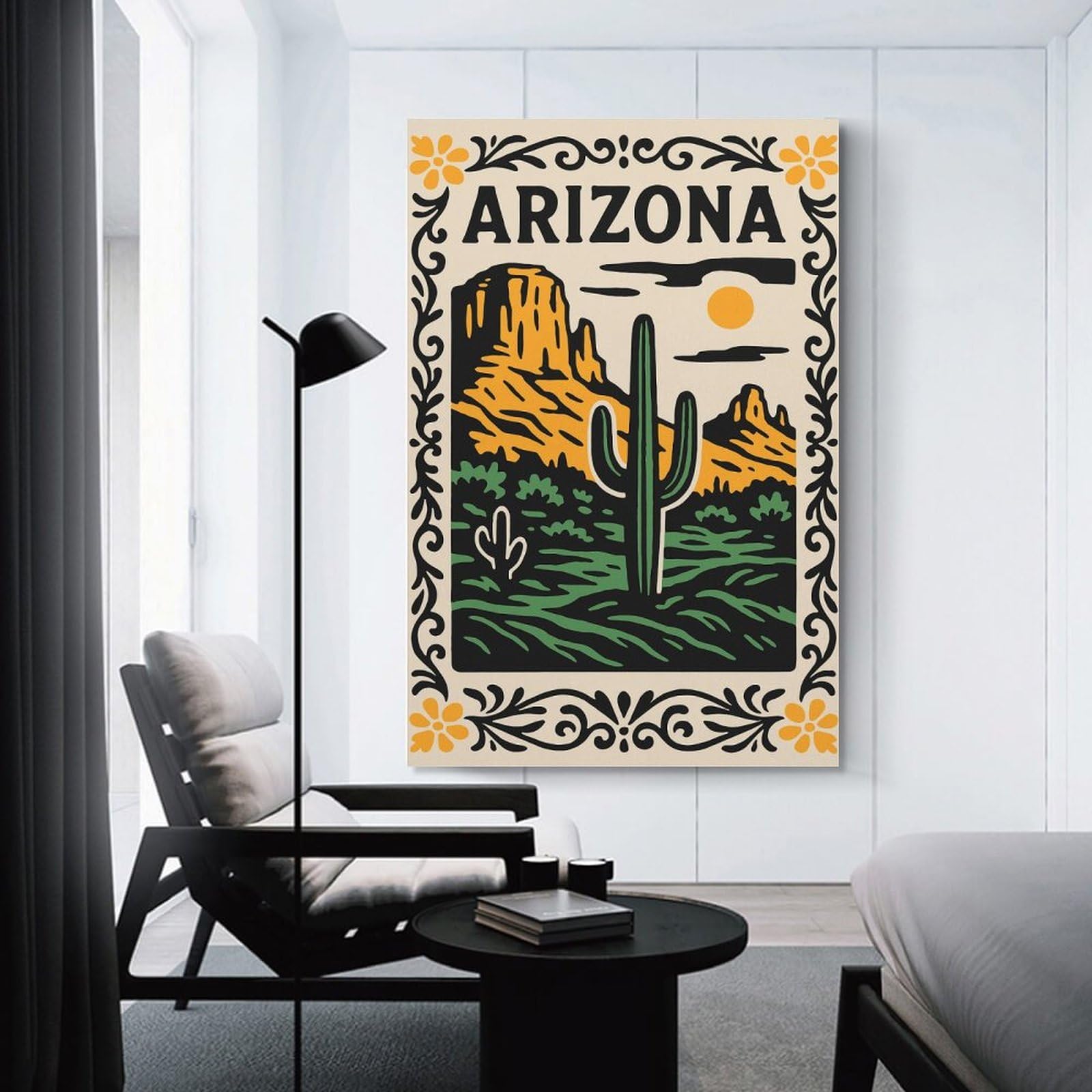 Junmoney Arizona Desert Landscape with Saguaro Cactus Room Decor Wall Art 20x30inch(50x75cm), for Corridors, Hallways Or Apartment Entries, Decorative Wall Art for Narrow Spaces