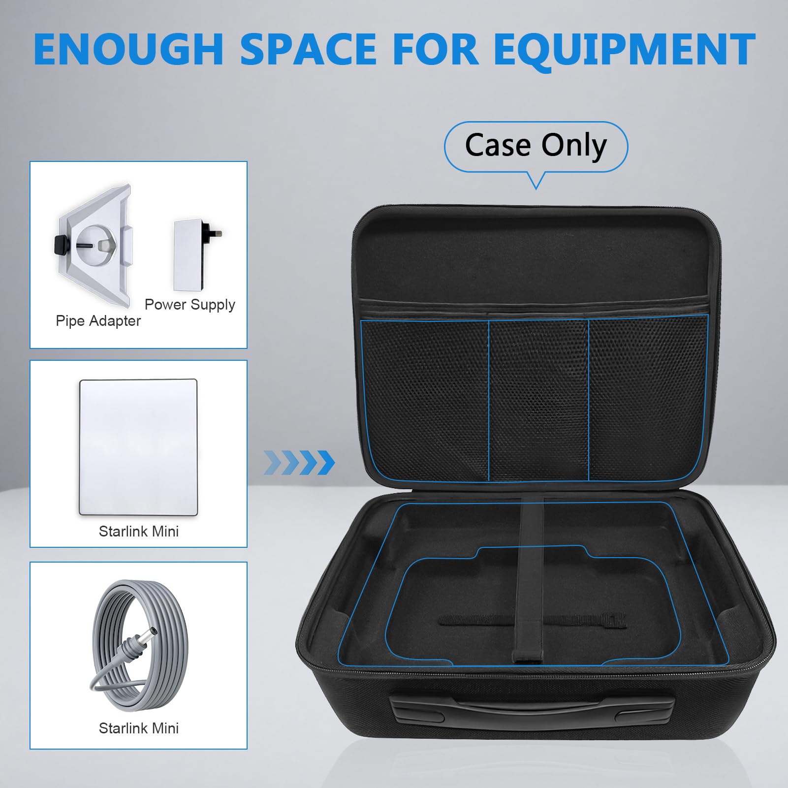 Hard Case for Starlink Mini, Portable Travel Carrying Case for Starlink Mini Accessories, Kickstand, Power Adapter, and Cables – Ideal for Camping and Outdoor Use (Case Only)