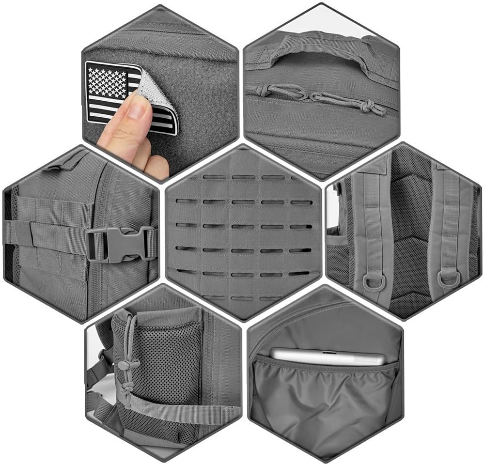 QT&QY 25L/45L Military Tactical Backpack For Men Molle Daypack 3 Day Bug Out Bag Hiking Rucksack With Bottle Holder - Image 6