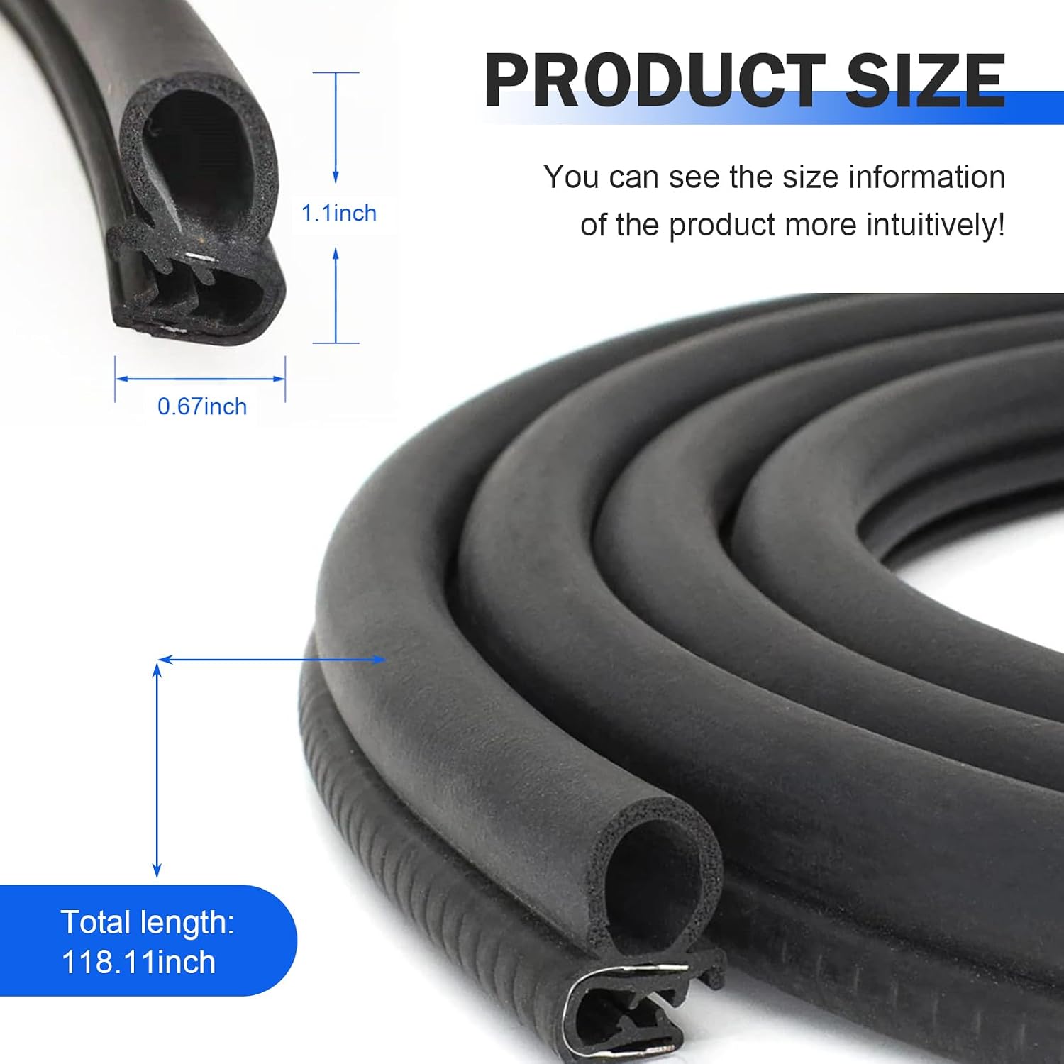 10 FT Car Door Weather Stripping, Waterproof & Heat-Resistant Windshield Rubber Strips, Side Windows Doors Trunk Sealing Tool, Universal for Most Cars, SUVs, Trucks (Black)