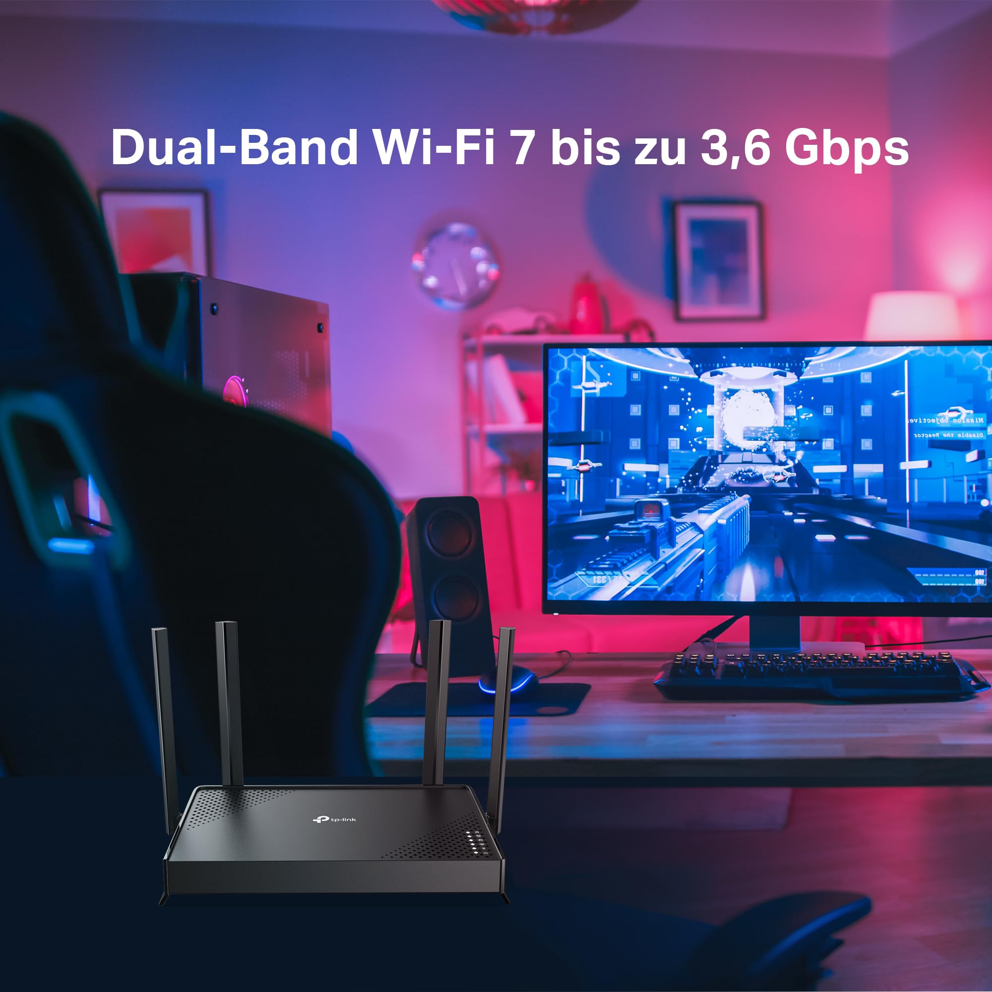 TP-Link WiFi 7 Router Archer BE3600 | Dual-Band WLAN 3570 Mbps | 2 x 𝟐,𝟓𝐆-𝐏𝐨𝐫𝐭𝐬 | USB 3.0 | EasyMesh | VPN-Clients und -Server | HomeShield