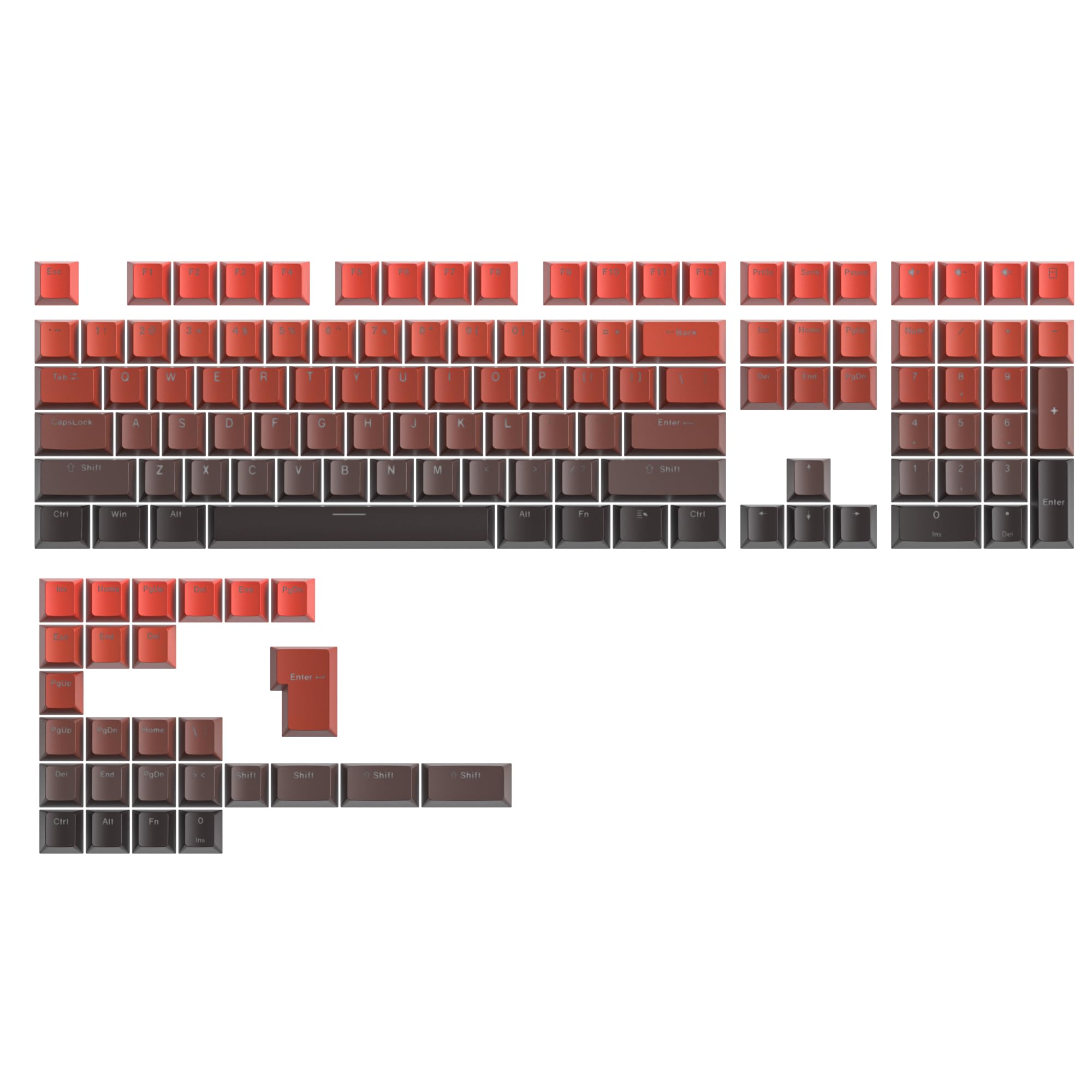 PBT Gradient Red Keycaps, Shine Through Cherry Profile Keycaps, Double Shot Custom Minimalist Style for MX Switched Mechanical Keyboard