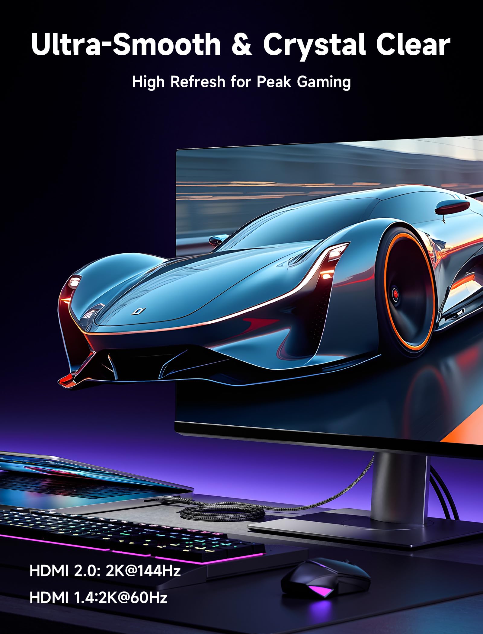 JSAUX Cavo USB C a HDMI 4K 60 Hz 2M, USB Tipo C a HDMI compatibile con 4K 30 Hz UHD, per Thunderbolt 3, iPhone 17 16 Pro 15, MacBook Pro Air 2018, iPad Pro, Galaxy S25 S24 S10 S9, Surface Book Nero