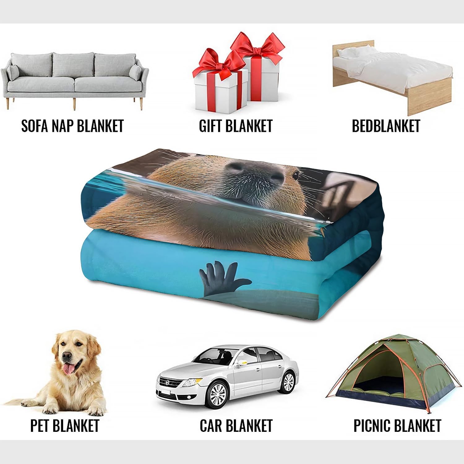 Capybara Gifts Throw Blanket, 60"x80", Underwater Capybara Cozy Blanket for Women, Kids and Teens, Ultra Soft Plush Fleece Flannel Blanket for Couch & Bed, Room Decor - Image 5