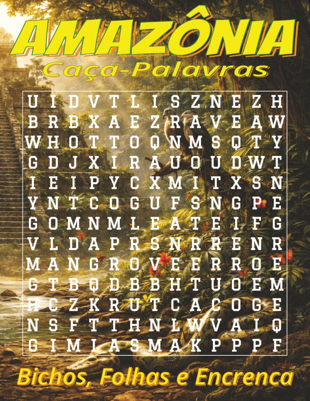Livro de Caça-Palavras da Amazônia – Letras Grandes: Caça-palavras com letras grandes e fáceis de ler sobre animais, aves, plantas e mais | 8,5x11 ... ideal para férias e puro relaxamento.