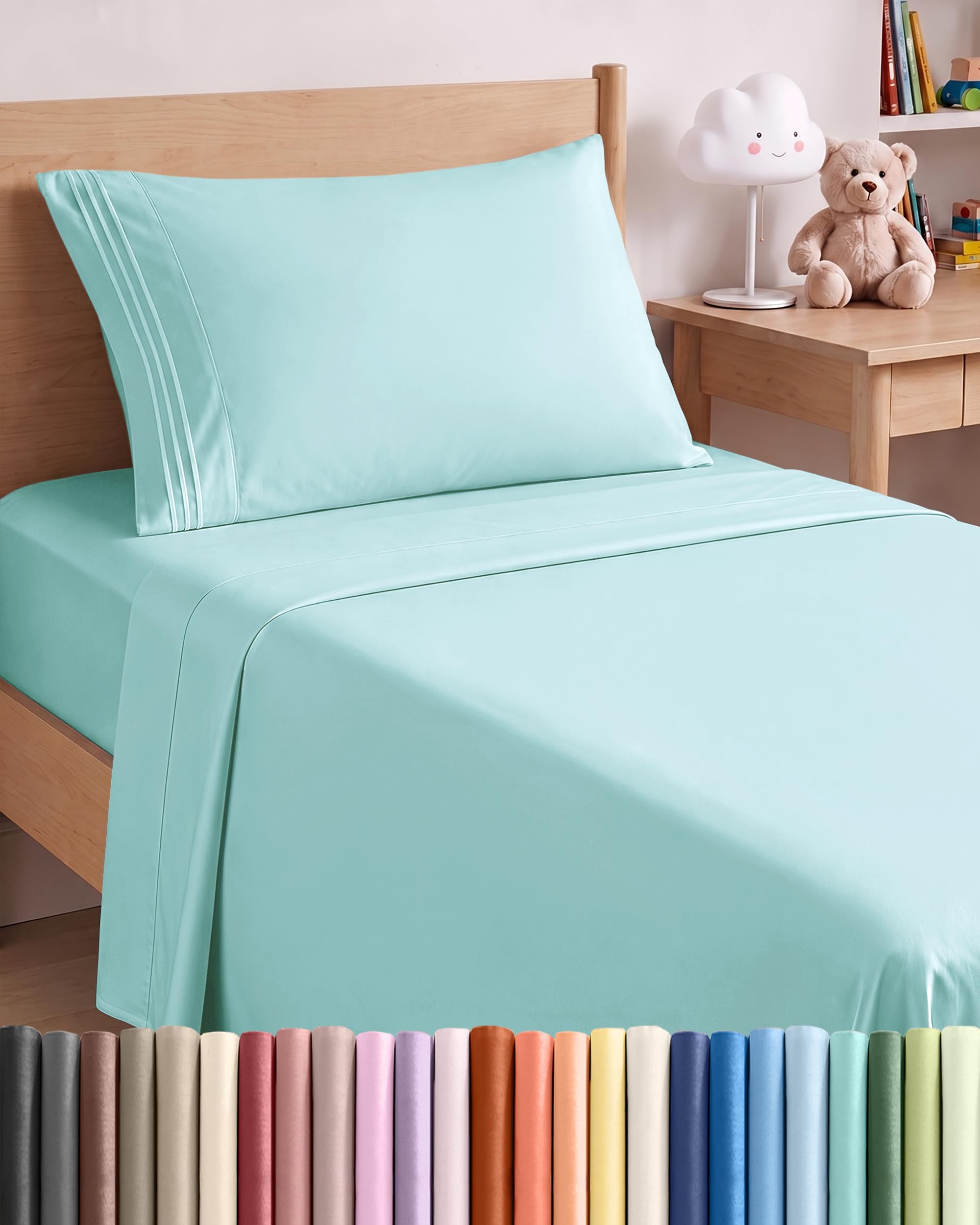 Twin XL Size 3 Piece Sheet Set - Breathable &amp; Cooling Sheets - Spa Blue