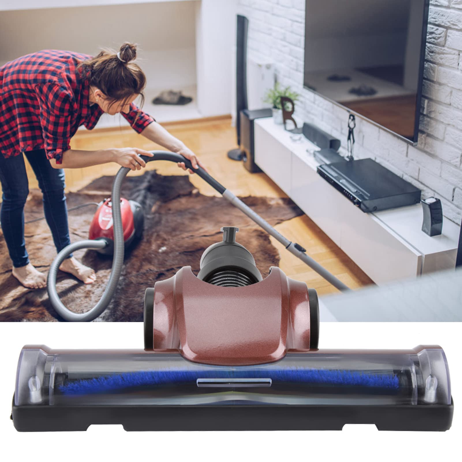 Omabeta Tête de Brosse D'aspirateur de 32 Mm, Brosse de Sol Rotative Universelle pour Tapis, Sols Durs, Carrelage, avec Fond en Plastique pour Aspirateurs à Tige de 32 Mm