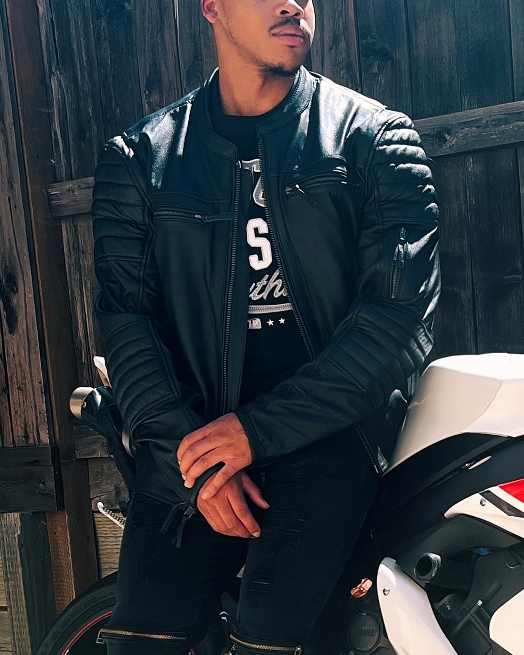 First Mfg Co - Commuter - Men's Motorcycle Biker Riding Black Leather Jacket - Image 3