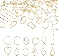 Pandahall 48pcs Golden Alloy Open Back Bezel Pendants - 12 Geometric Hollow Frame Charms for UV Resin Pressed Flower Jewelry DIY