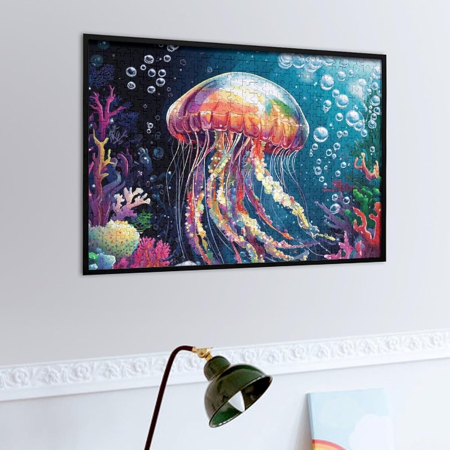 Glowing Jellyfish Wood Puzzle Challenging Jigsaw Puzzles for Women Men