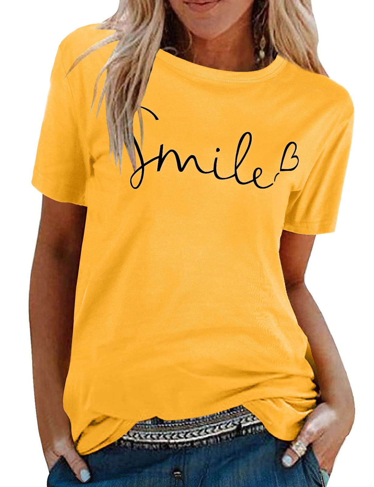 heekpek Maglietta Manica Corta Donna Amore Tshirt Cotone Maglietta Elegante Donna Casual T-Shirt Estiva con Girocollo Magliette Basic Estive Top