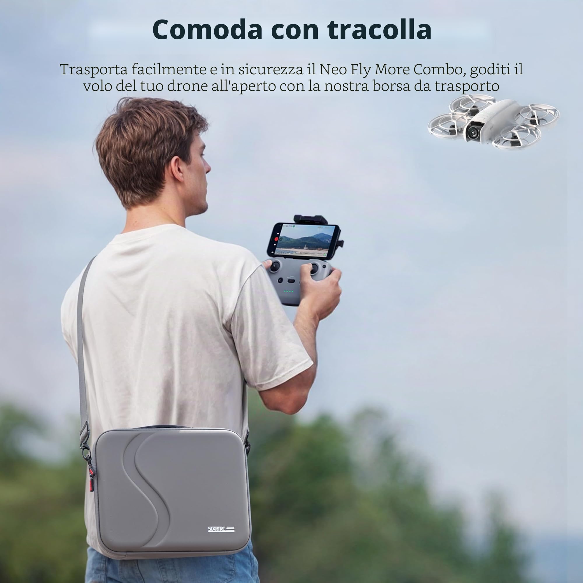STARTRC Drone Neo RC-N3 Custodia, borsa protettiva portatile in PU per DJI Neo Fly More Combo Accessories, compatibile per DJI Neo 3 x batteria(Non compatibile con NEO2)