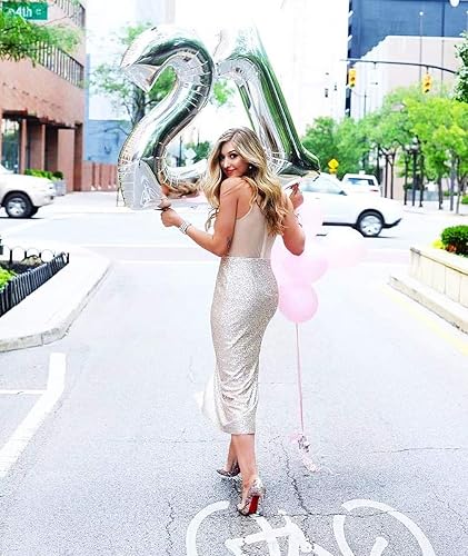 Miniatura 3 de Globos grandes de plata número 0 de 40 pulgadas de tamaño extra grande globos de helio de papel de Mylar de tamaño grande para fiestas de cumpleaños