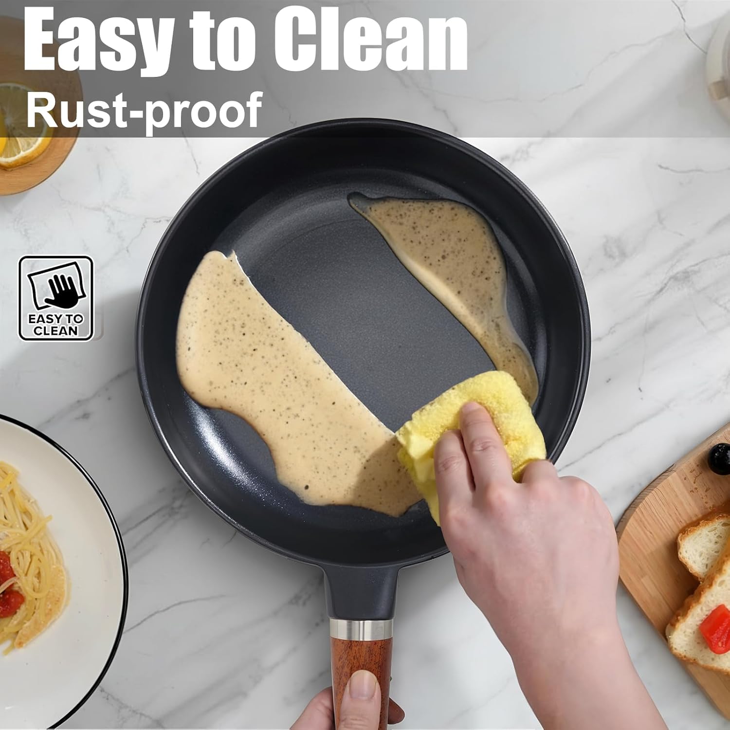 Pure Ceramic Frying Pan, Nonstick 10 Inch Ceramic Skillet (Crafted From Natural Clay Minerals Through Firing), PFAS-Free, Non Toxic/No Coatings Cooking Pan, Induction Pan (Black)