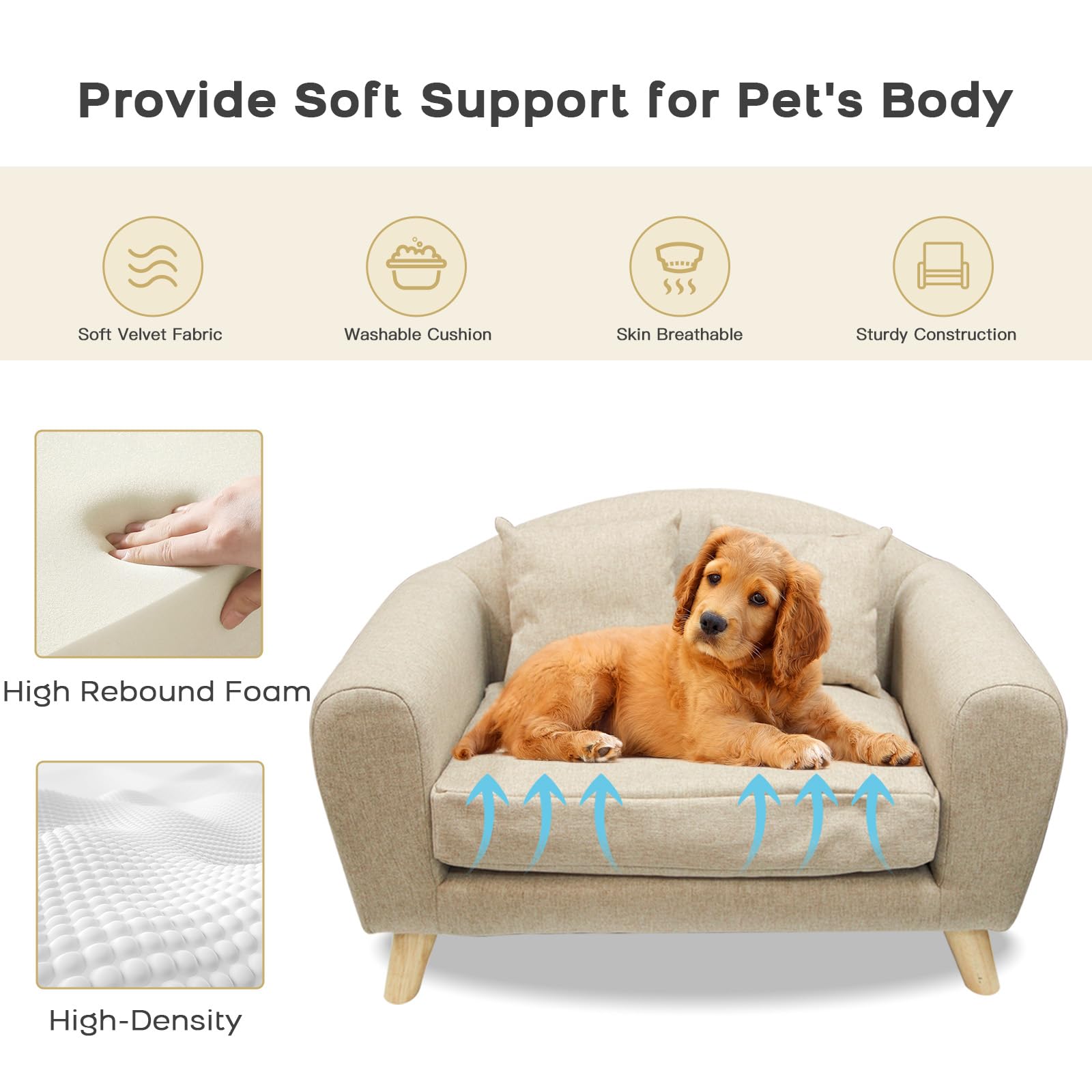 Amazon.co.jp: DAWNYIELD 犬用ソファベッド 小型犬用 サポートフォーム