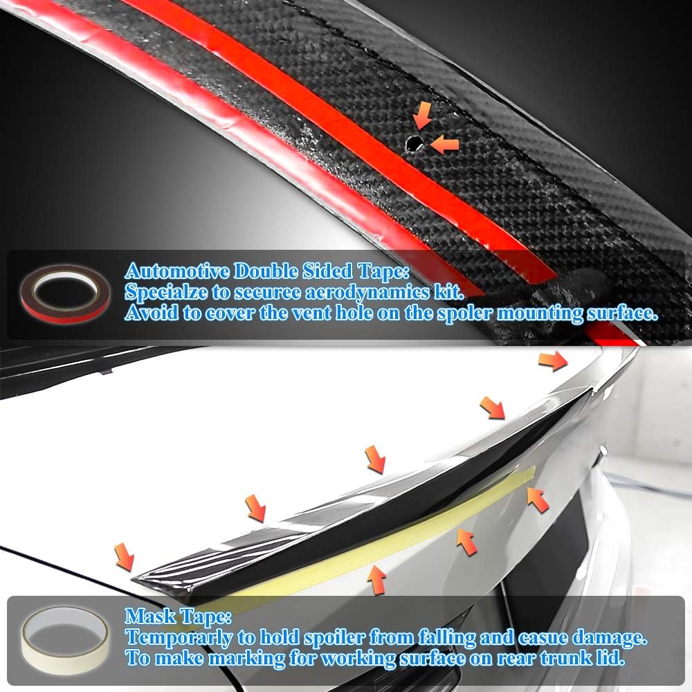 Real Carbon Fiber Trunk Spoiler Wing Compatible with 2007-2013 BMW 3-Series E92 Coupe E92 M3 Rear Spoiler (MF Type)