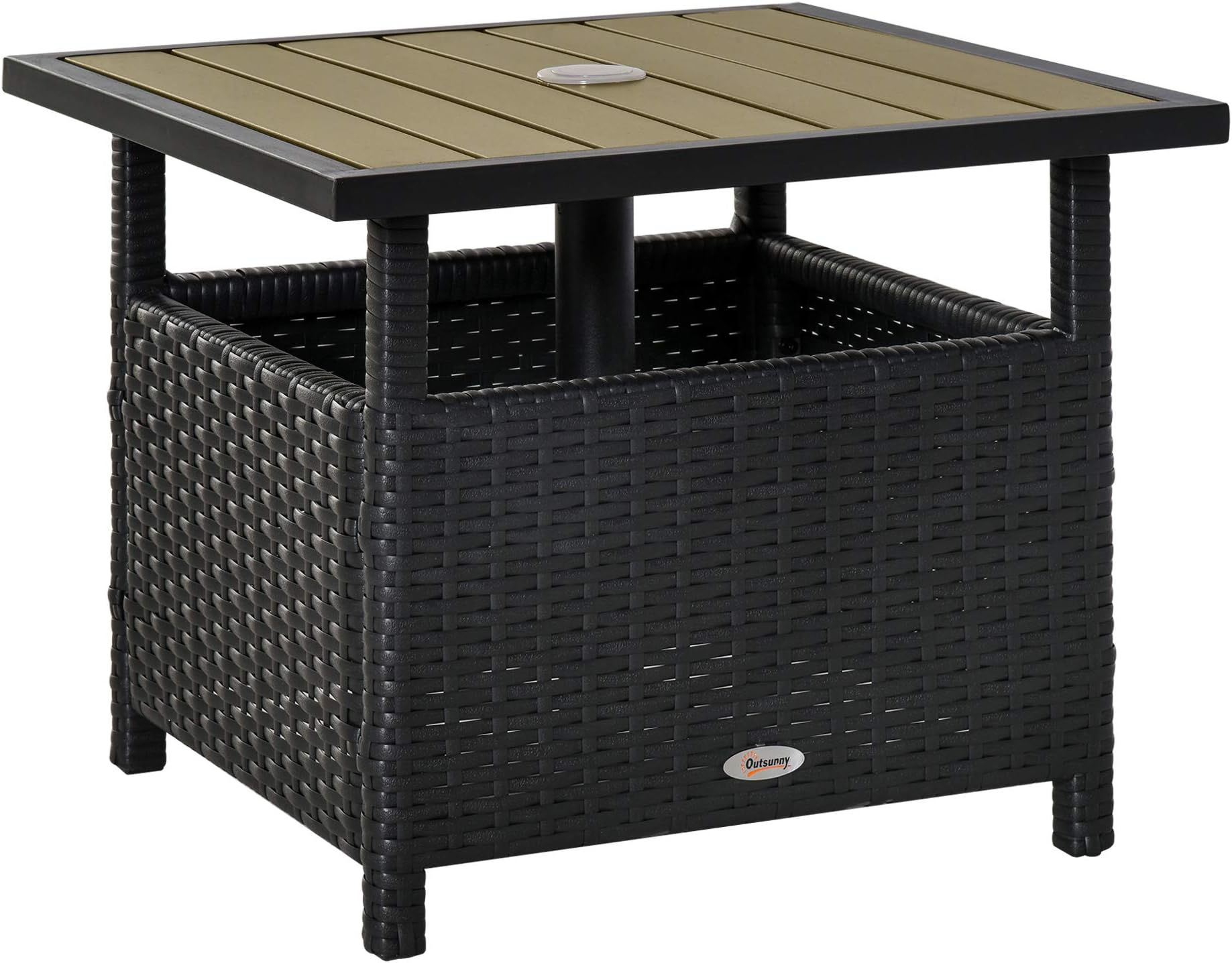 Amazon.com: ReunionG PE Rattan Side Table, Patio End Table w/ 1.6 ...