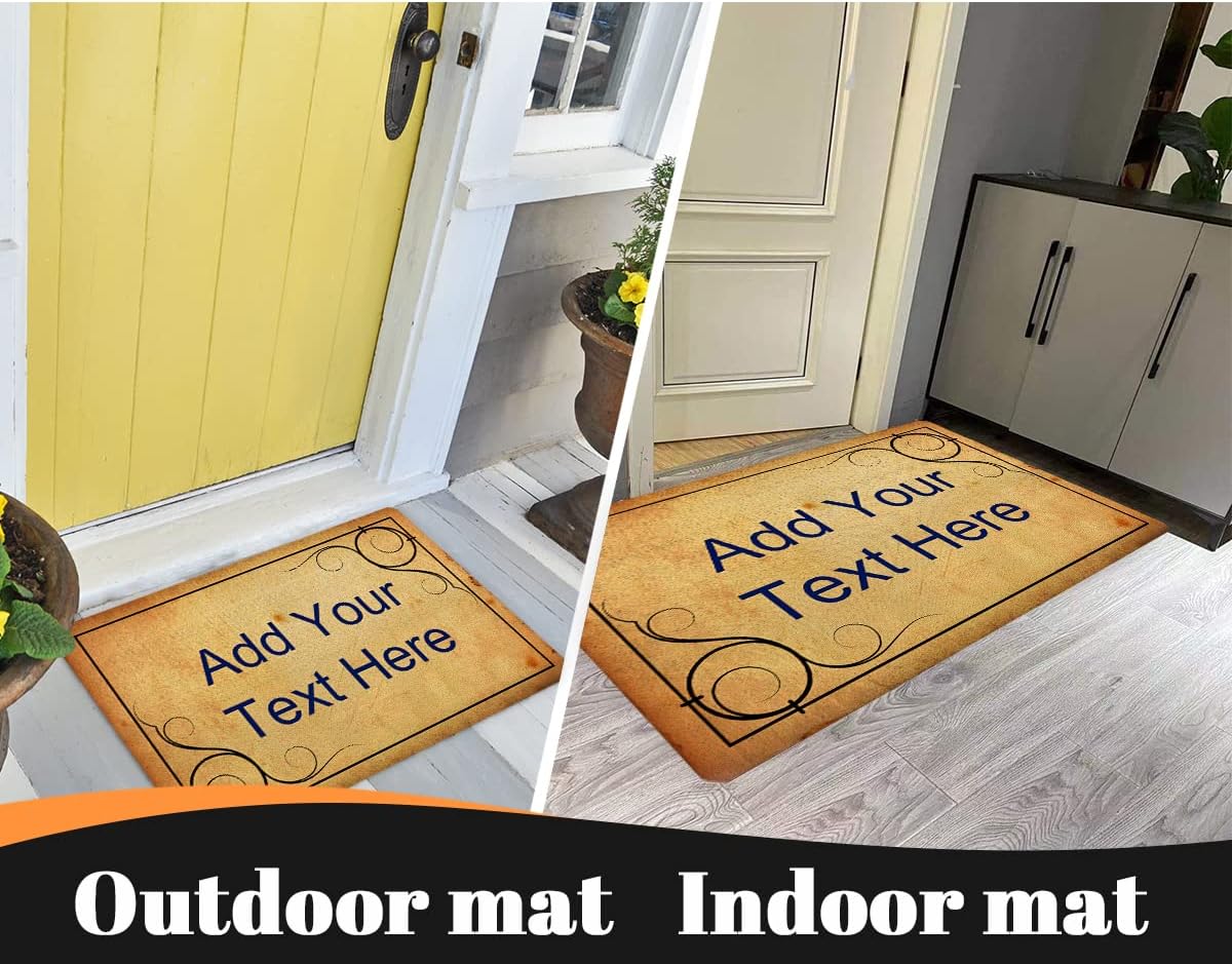 D-Story Personalized Door Mat - Custom Welcome Mats for Front Door Custom Family Name Text Funny Indoor Rug Housewarming Gift for Family Non-Slip Rubber Bottom Mat(18"x30")