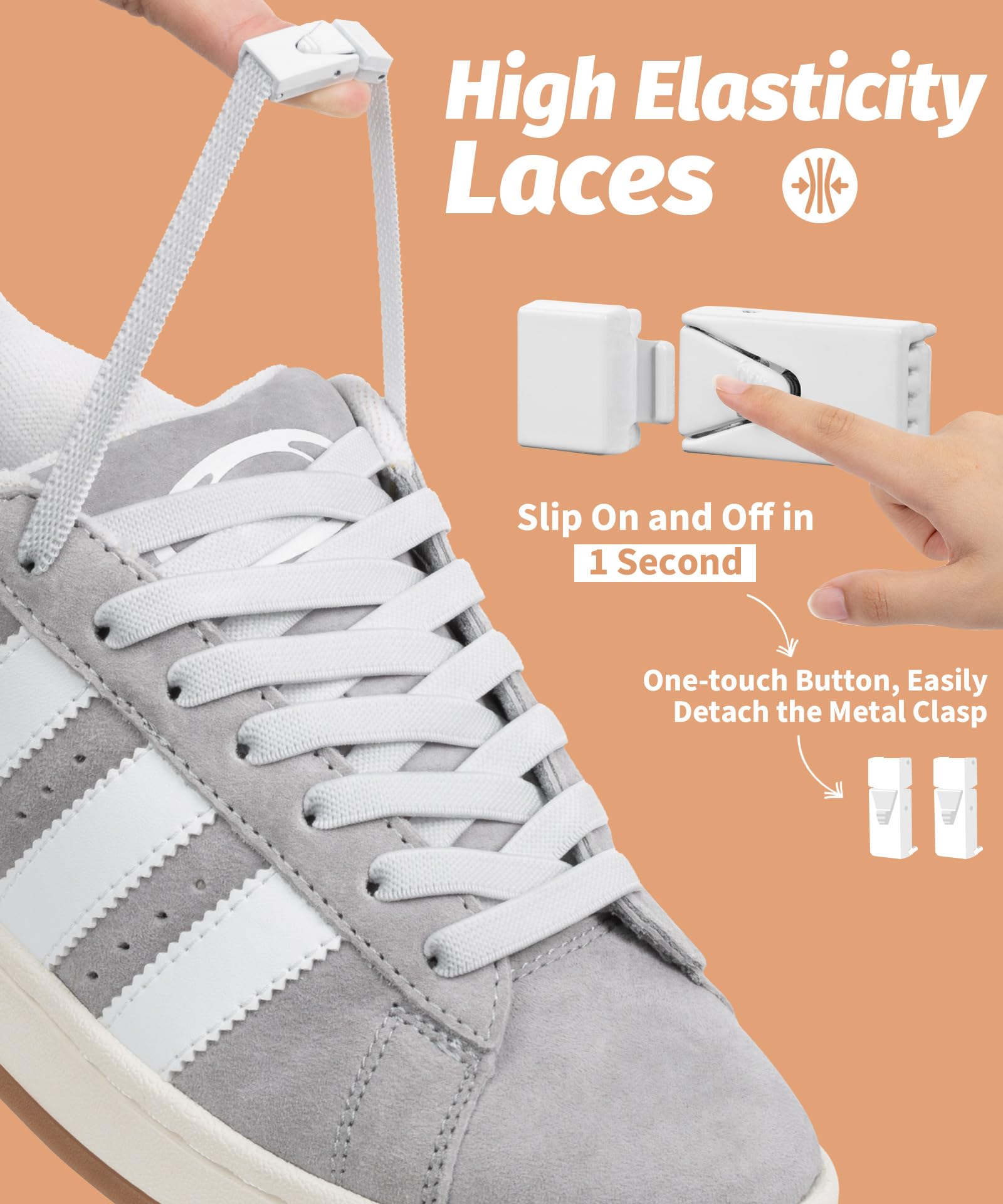 Cordones Elásticos Deportivos Sin Lazo 8mm Stepace 2 Pares Adultos Niños