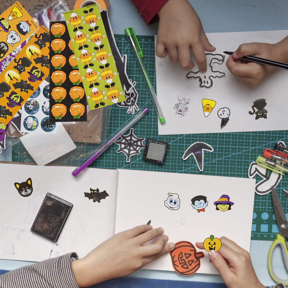 Más de 1000 calcomanías surtidas de Halloween para niños, 100 hojas de calcomanías a granel, fabricadas en Estados Unidos, ideal para recuerdos de fiesta de Halloween, golosinas 5