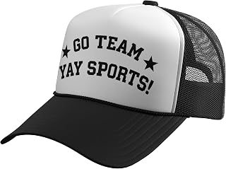Go Team Yay Sports Funny Football Fan Women Trucker Hat with Adjustable Mesh Back