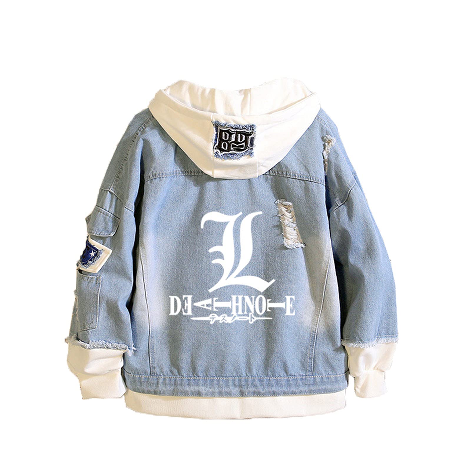 Famesale Men's A Death Note Hoodie Jacket Cosplay Yagami Light L·lawliet Denim Jacket Nime Sweatshirt Costume Casual Sweatshirt For Wo