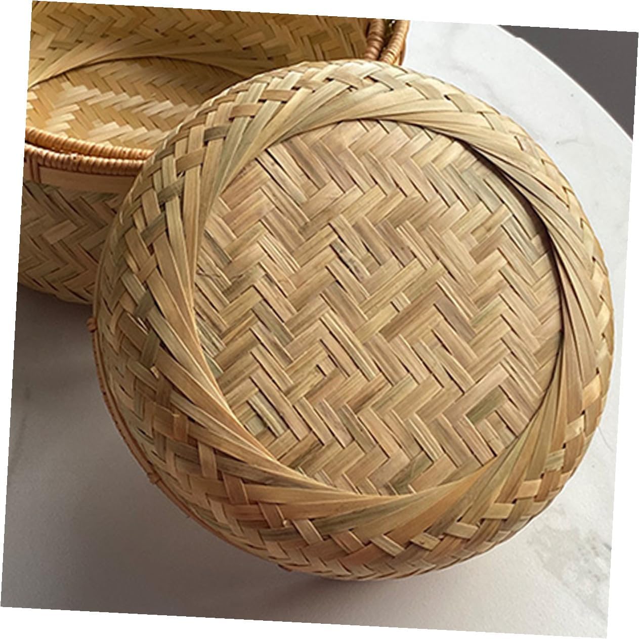 Woven Fruit Basket Bamboo round Serving Tray for Table Use