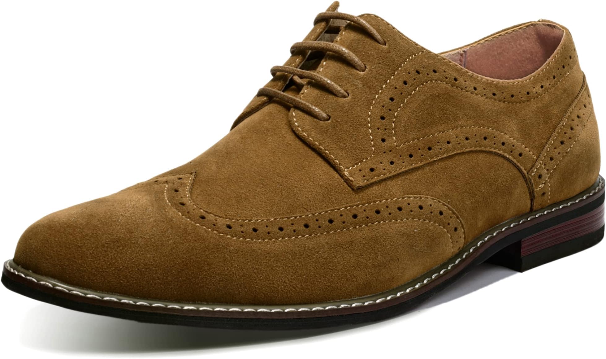 MofriMen's Oxford Suede Shoes, Wingtip Dress Shoes for All Occasions, Waterproof, Latex Insole, Lace-Up