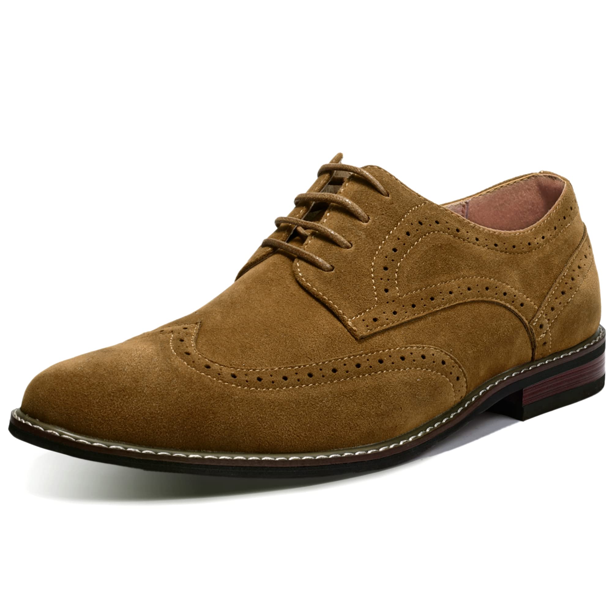 MofriMen's Oxford Suede Shoes, Wingtip Dress Shoes for All Occasions, Waterproof, Latex Insole, Lace-Up