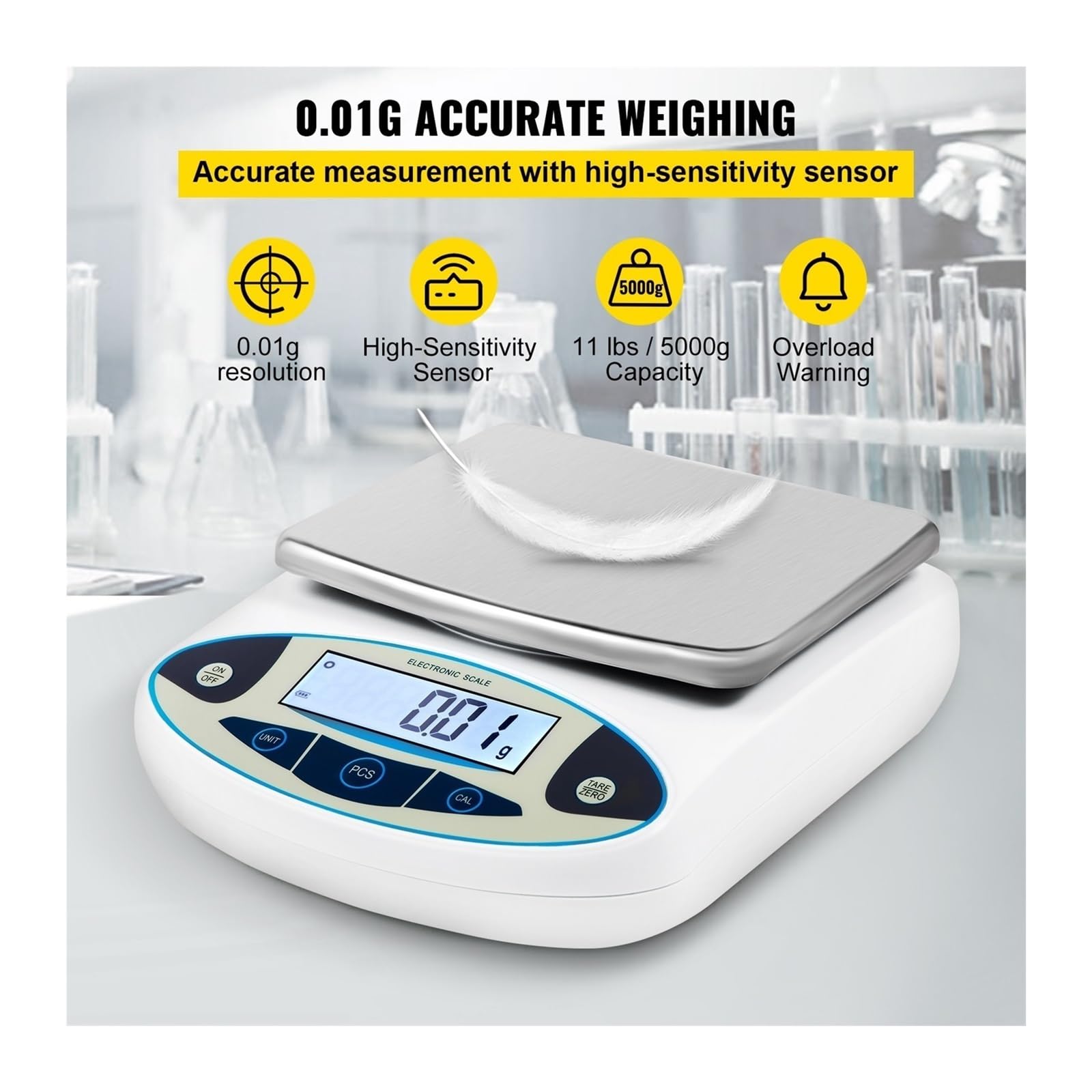 Waga kuchenna 5000g X 0,01g Waga analityczna laboratoryjna z podświetlanym ekranem LCD Cyfrowa waga Mini precyzyjna kieszonkowa elektroniczna