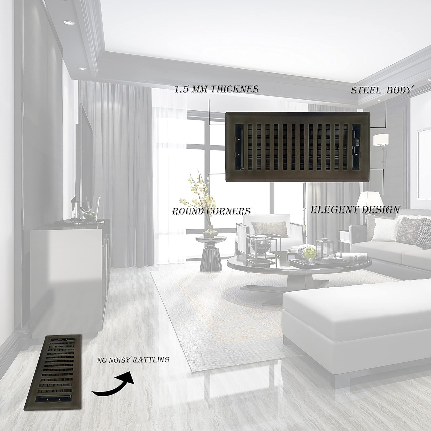 4" x 10" Contemporary Design Steel Floor Register in Metallic Bronze Finish for Floor - Decorative Air Vent Covers- Floor Register 4 x 10 (Case of 8)