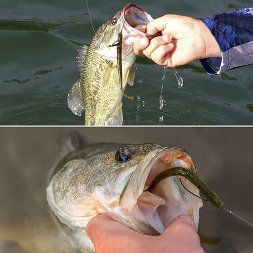 Miniatura 6 de CWSDXM Cebo de plástico suave para gusanos, 30 señuelos de pesca de gusanos de 4 pulgadas, 20 juntas tóricas, señuelos de pesca de lubina y trucha,