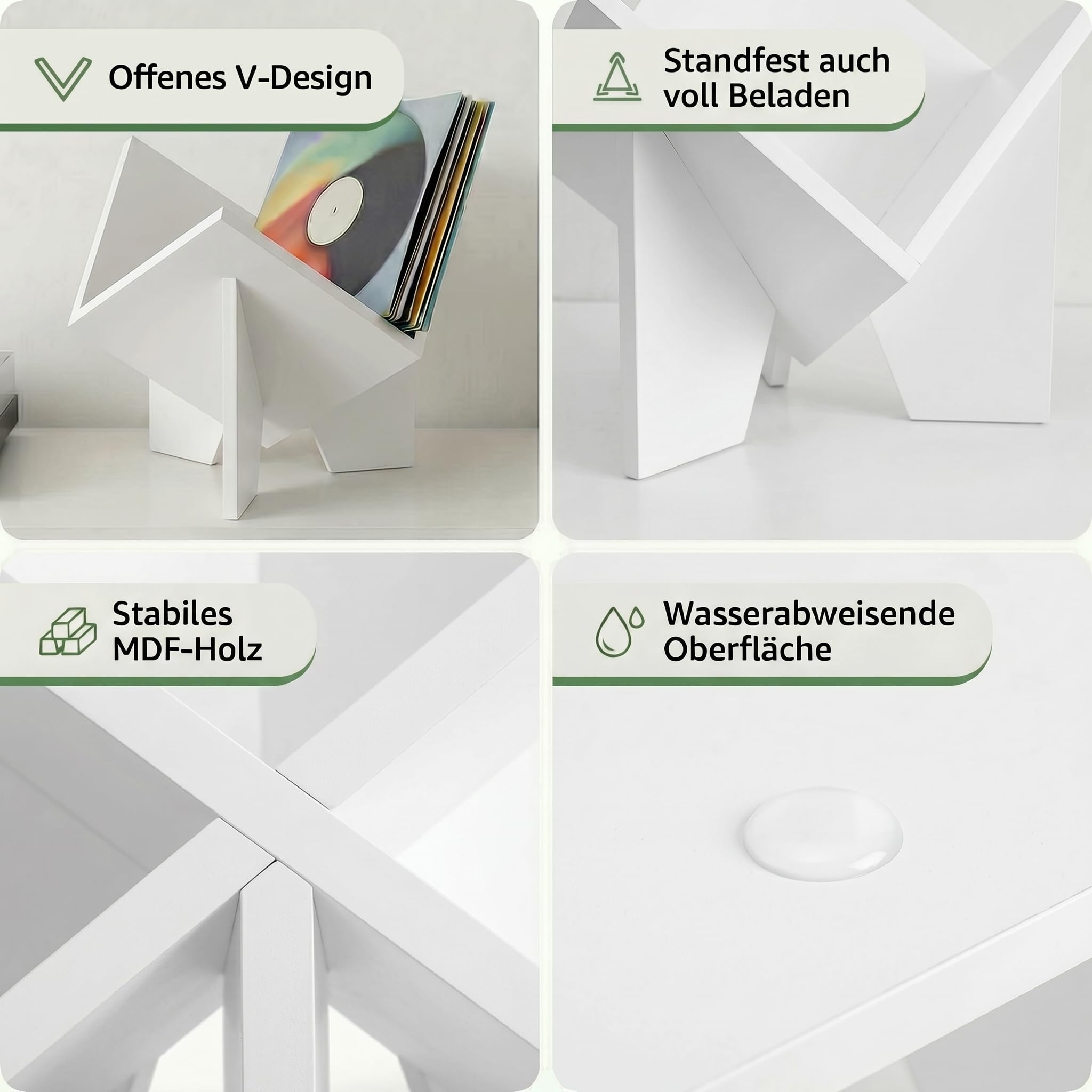 Zomo VS-Box Space Vinyl Aufbewahrung - 460 x 400 x 370 mm - Weiß - MDF Holz - Design Schallplattenständer für 100–120 LPs - Modernes Plattenregal