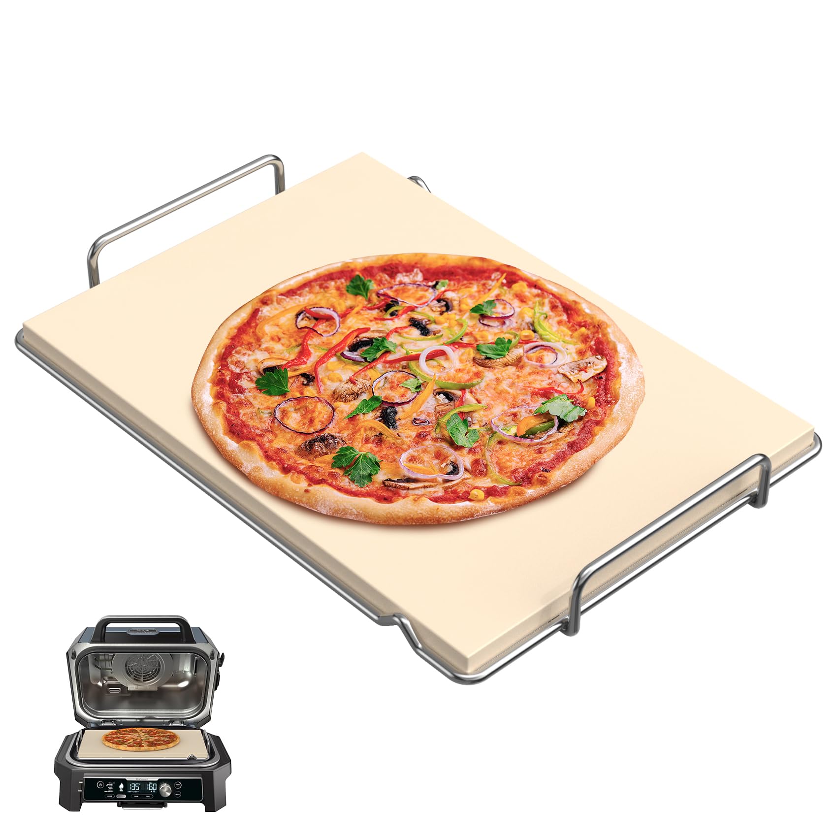 Amazon.com: SafBbcue Pizza Stone with Rack for Ninja Woodfire