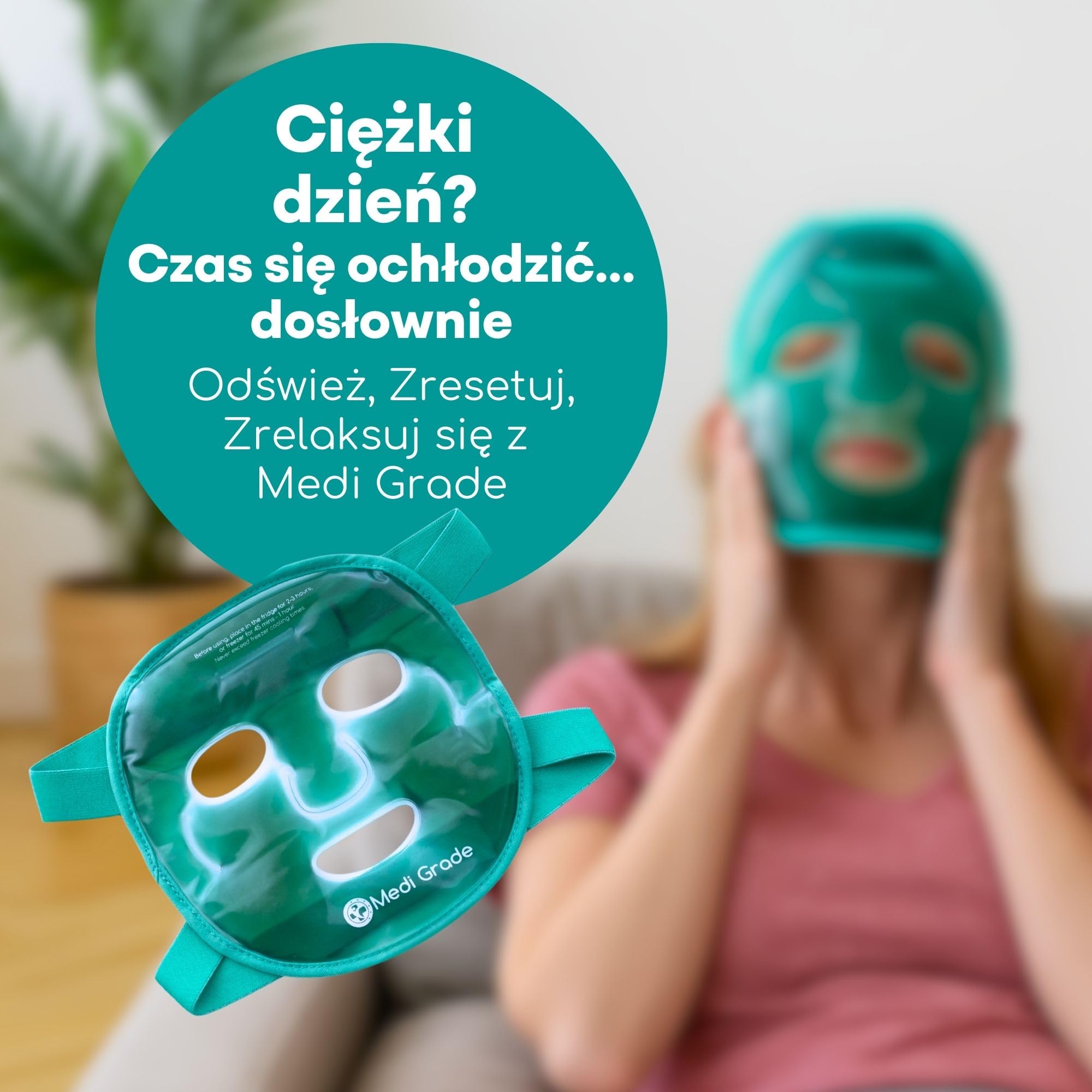Medi Grade Zestaw Chłodzącego Żelu z 1 Maską z Lycry i Etui – Maska Lodowa na Twarz przeciw obrzękom i cieniom pod oczami – Kojąca Maska na Twarz do relaksu i regeneracji