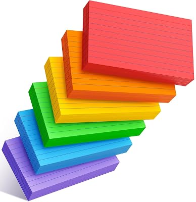 Colored Index Cards 3x5 Inch - 300 Count Ruled Flash Cards for Studing