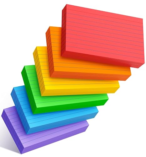 Colored Index Cards 3x5 Inch - 300 Count Ruled Flash Cards for Studing | Colored Note Cards 3x5 Cards Neon 3 by 5 Index Cards Colorful Notecards 3 x 5 Lined Neon Flashcards 6 Colors (50 Count Each)