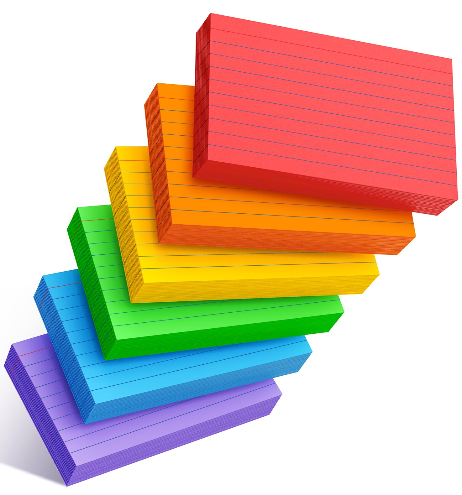 300 Count Index Cards 3x5 CueCards for Studying, Flash Cards 3x5 for Studying Index Cards, Colored Cue Cards Flashcards Lined Paper Note Cards Coloured Notecards Neon 6 Colors image 7