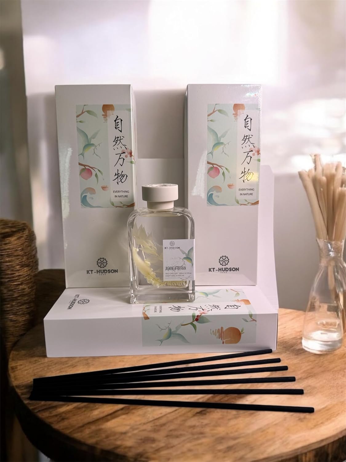 Luxury Reed Diffuser – Premium Essential Oil Diffuser for Home, Long-Lasting Asian Aroma, Elegant Aromatherapy Room Fragrance 6.8 fl oz (200 ml) (Citrus Green Tea)