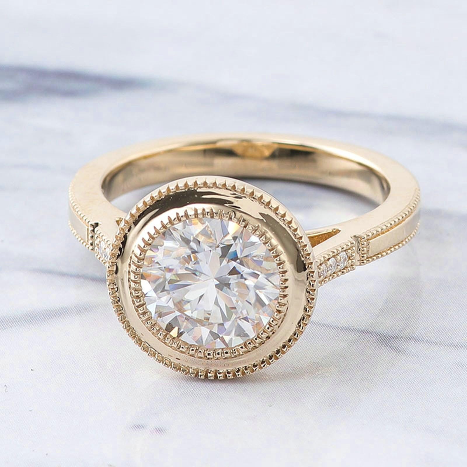 Bague de mariage en or 18 carats pour femme 1/2/3 carat taille ronde blanche moissanite bague de fiançailles élégante bague de fiançailles