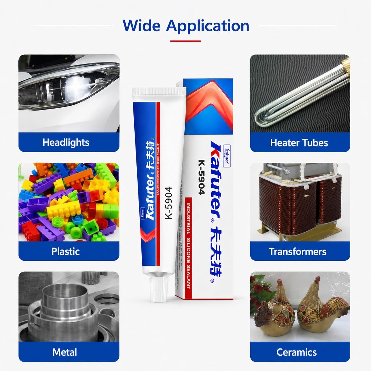 VIDOO Kafuter K-5904 Cemento Encapsulado Lámpara Proyector Semitranslúcido Pegamento Silicona Aislamiento Dieléctrico No Corrosivo para Vidrio Cerámica Metales - 300ml