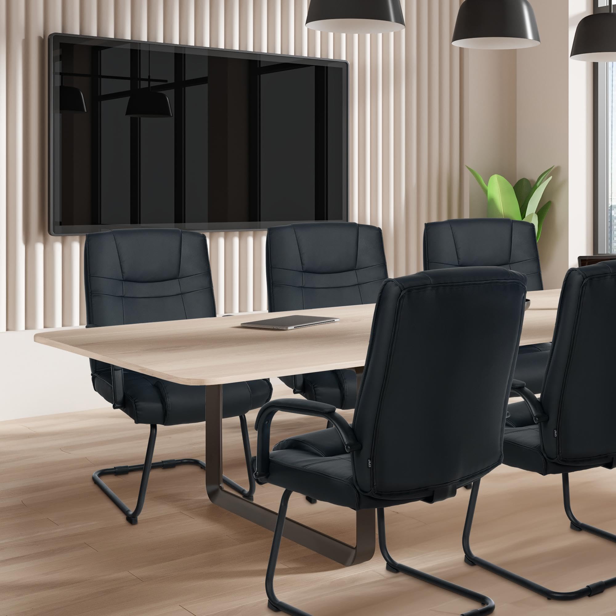 CLP Sedia Cantilever XXL Attila In Similpelle I Sedia Studio Con Imbottitura E Braccioli I Sedia Ufficio Conferenza, Colore:nero/nero