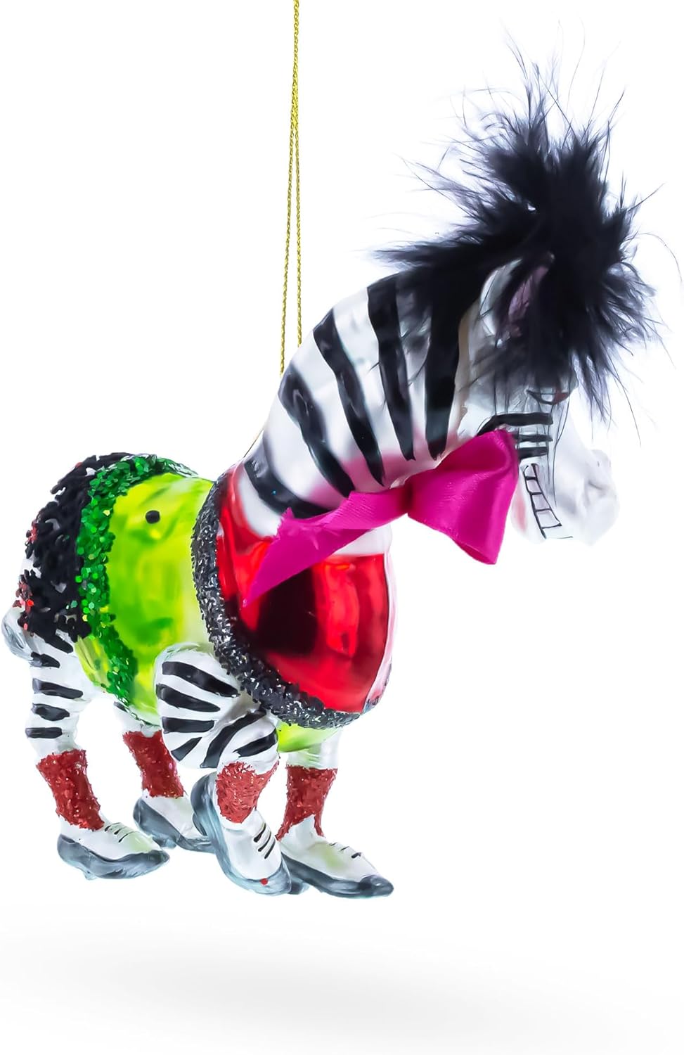 Zebra in Costume Blown Glass Christmas Ornament - Image 4