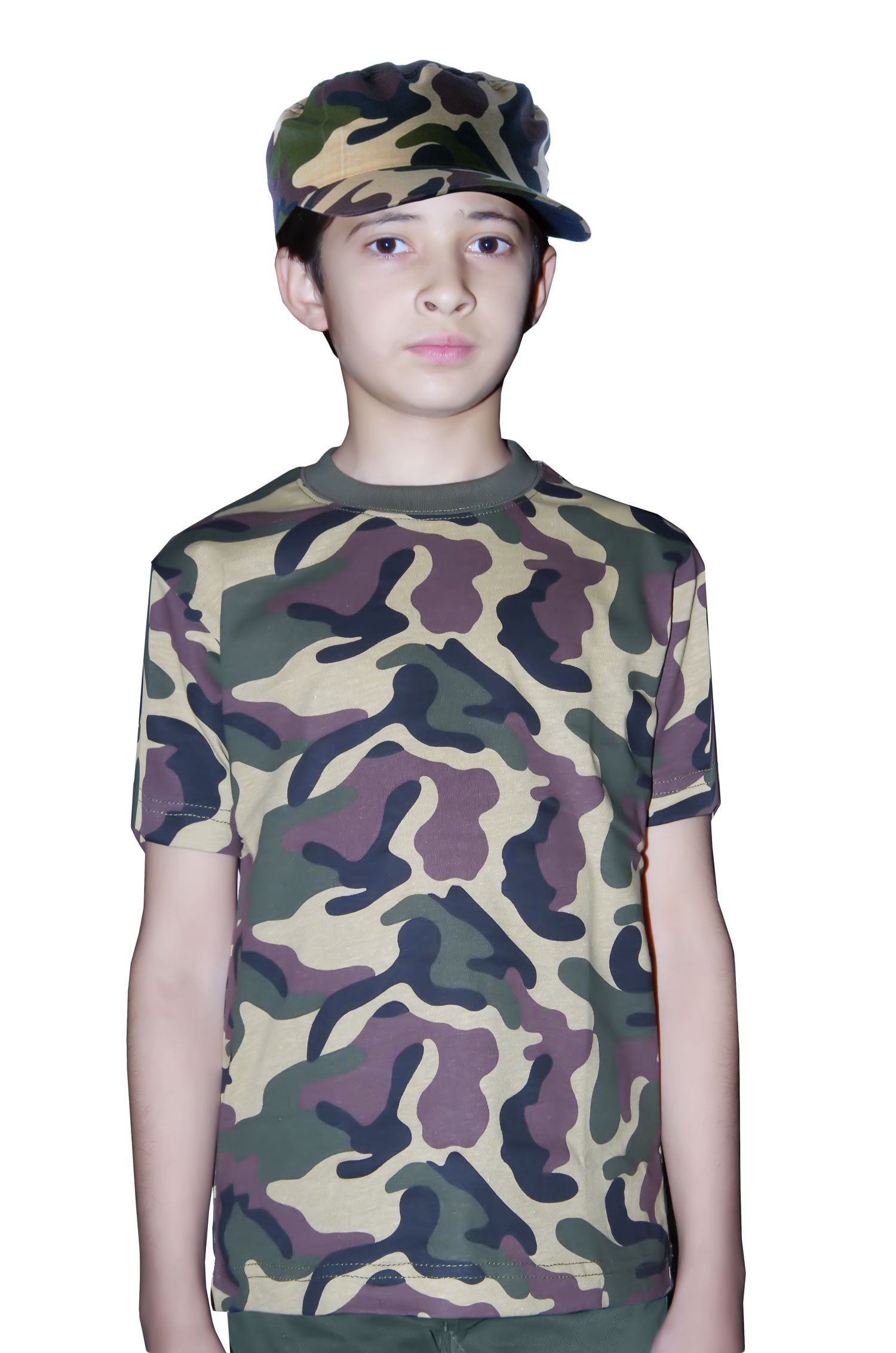 WickedFun Kids Camo Kombat Printed Cotton T-Shirt Army Forces Military DPM Woodland (7-8 Years)